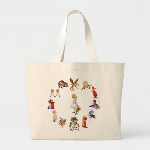 All Around Alice in Wonderland Large Tote Bag