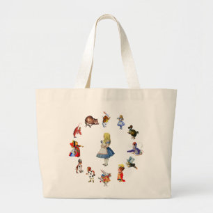 ALL AROUND ALICE IN WONDERLAND LARGE TOTE BAG