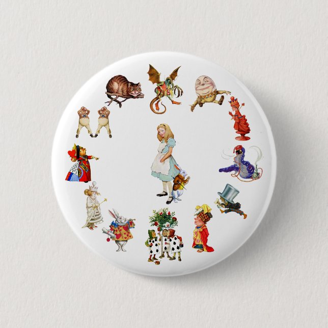 All Around Alice in Wonderland Pinback Button (Front)