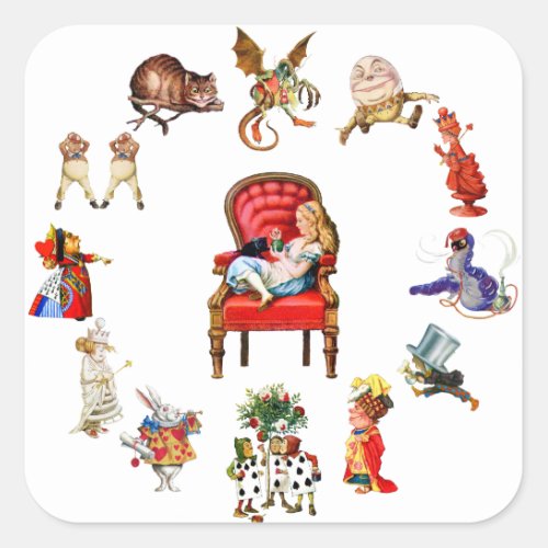 All Around Alice in Wonderland Square Sticker