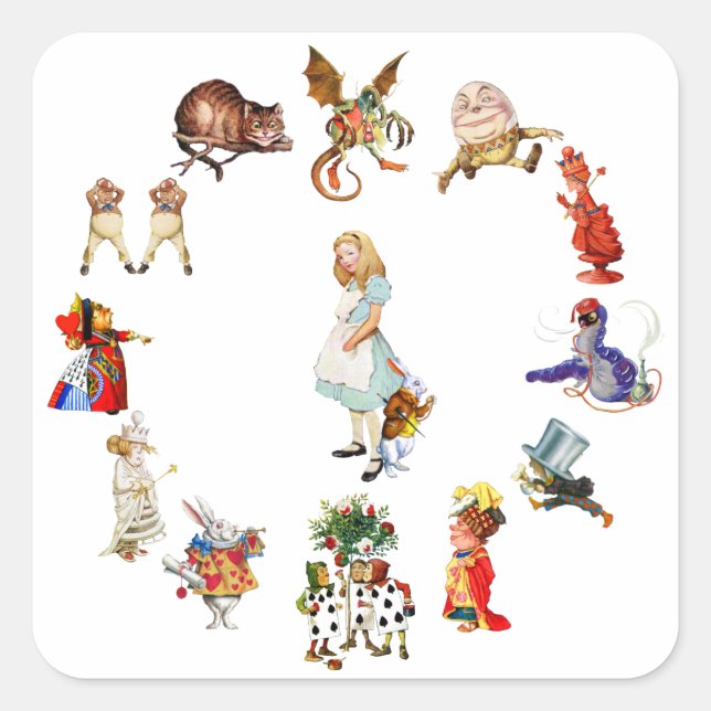 All Around Alice in Wonderland Square Sticker (Front)