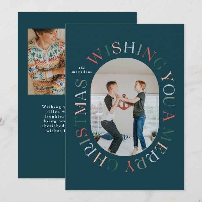 All Around Merry Christmas Colorful Photo Card (Front/Back)