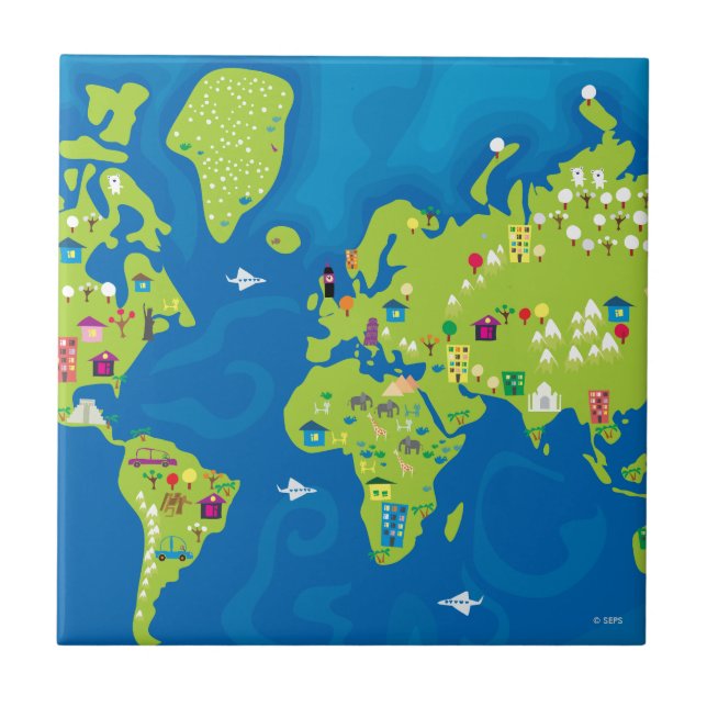 All Around the World Ceramic Tile (Front)