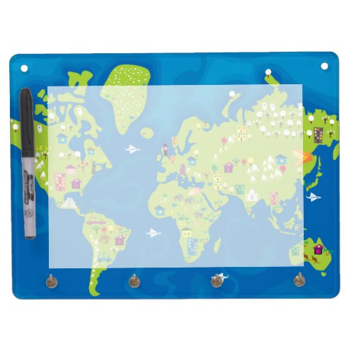 All Around the World Dry Erase Board With Keychain Holder