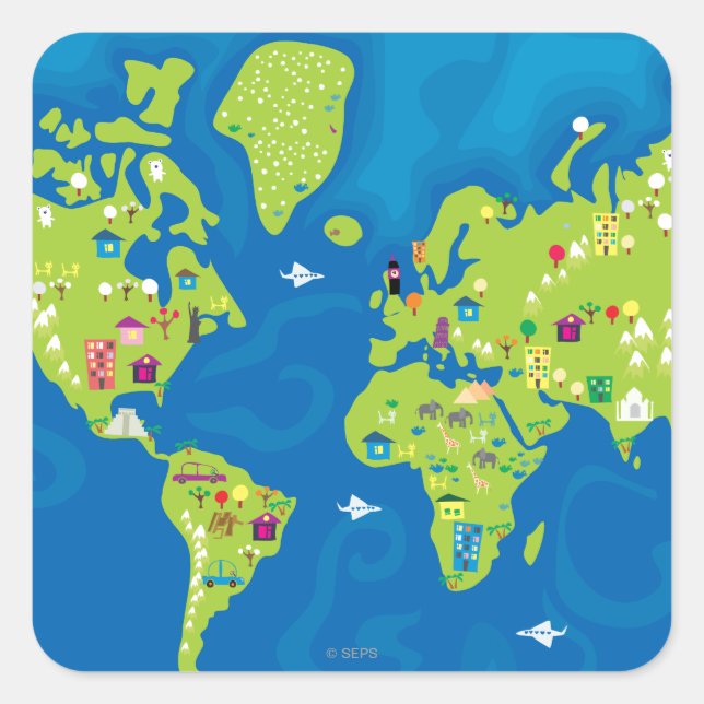 All Around the World Square Sticker (Front)