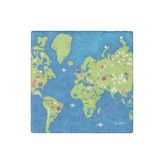 All Around the World Stone Magnet