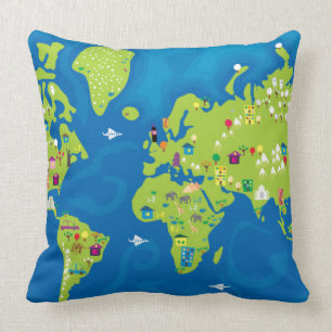 All Around the World Throw Pillow
