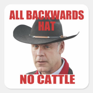 All Backwards Hat No Cattle Square Sticker