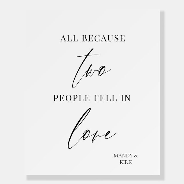 All Because Two People Fell in Love Wedding Sign  (Front)