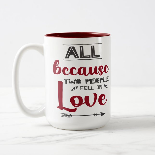 All because two people fell in love with picture Two-Tone coffee mug (Left)