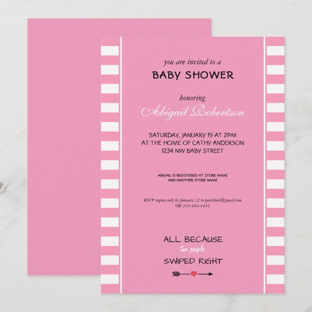 All Because Two People Swiped Right Baby Shower In Invitation (Front/Back)