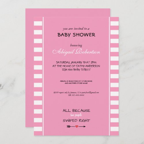 All Because Two People Swiped Right Baby Shower In Invitation