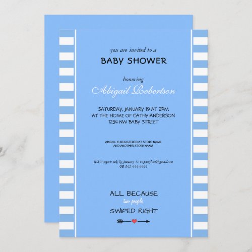 All Because Two People Swiped Right Baby Shower Invitation