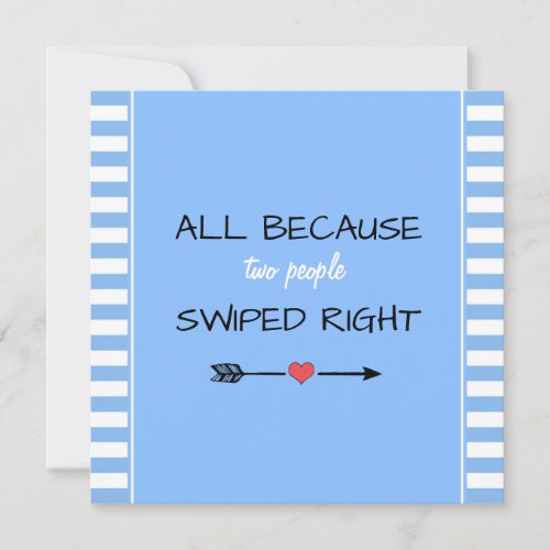 All Because Two People Swiped Right Baby Shower Thank You Card