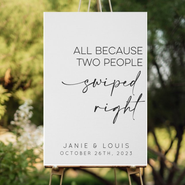 All Because Two People Swiped Right Wedding  Faux Canvas Print (Creator Uploaded)