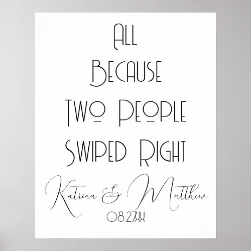 All Because Two People Swiped Right wedding Funny Poster