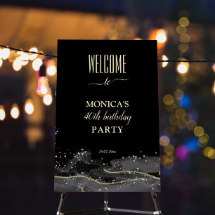All black affair birthday minimalist welcome sign