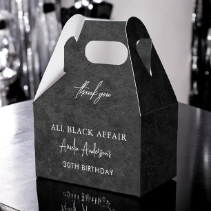 All Black Affair Birthday Party Modern Elegant Favor Boxes