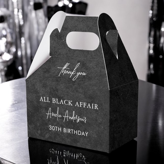 All Black Affair Birthday Party Modern Elegant Favor Boxes (Creator Uploaded)