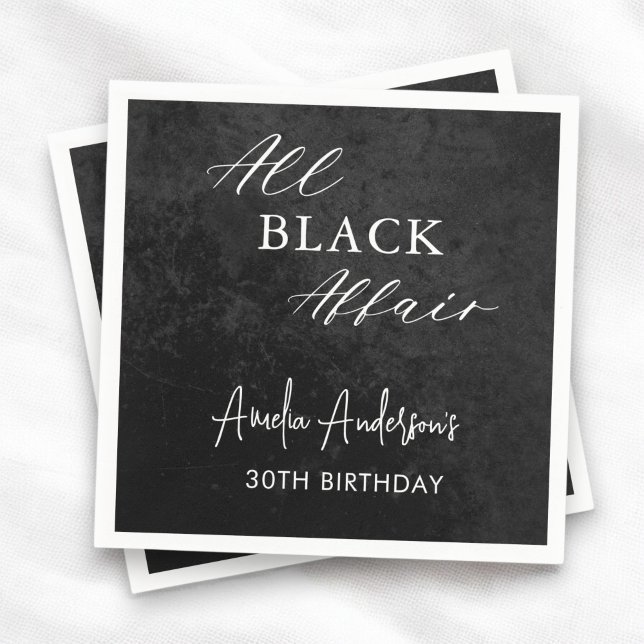 All Black Affair Birthday Party Modern Elegant Napkins (Creator Uploaded)