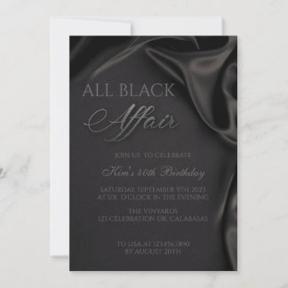 All Black Affair, Black Tie, Formal Attire,Birthda Invitation