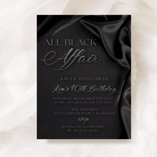 All Black Affair Black Tie Formal AttireBirthda Invitation