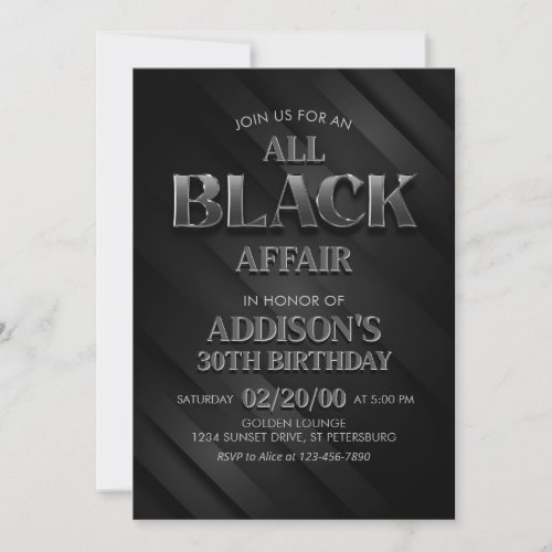 All Black Affair Party Invitation