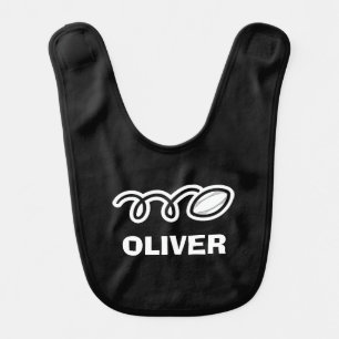 All black cute baby bib for future rugby player