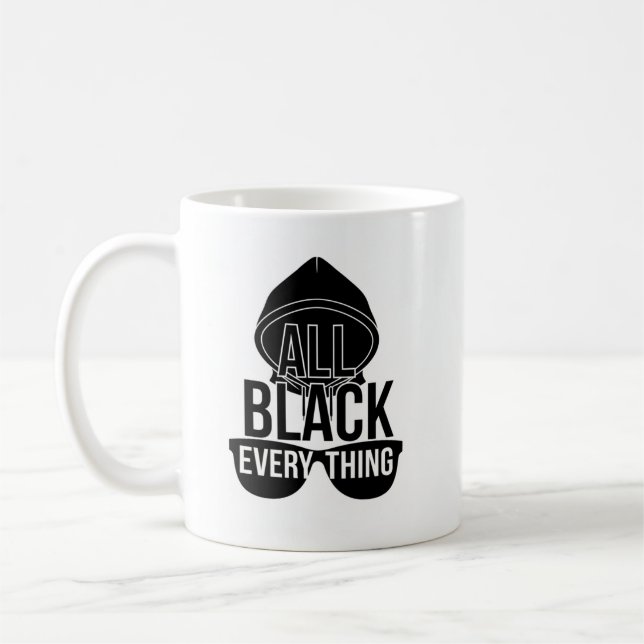 All Black Everything Mug – Minimalist Funny Design (Left)