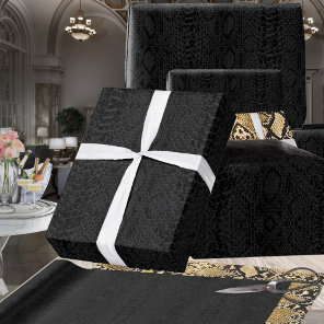 All Black Exotic Cobra Snakeskin Wrapping Paper