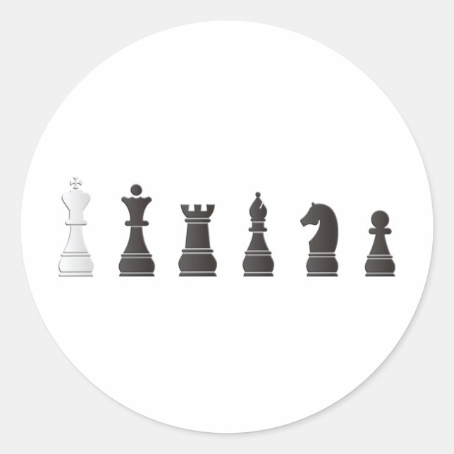 All black one white, chess pieces classic round sticker (Front)
