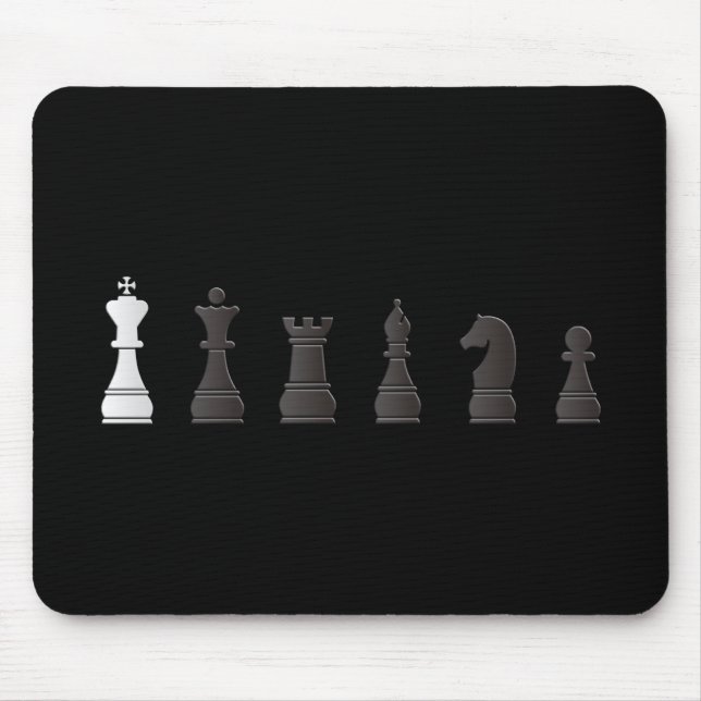 All black one white, chess pieces mouse pad (Front)