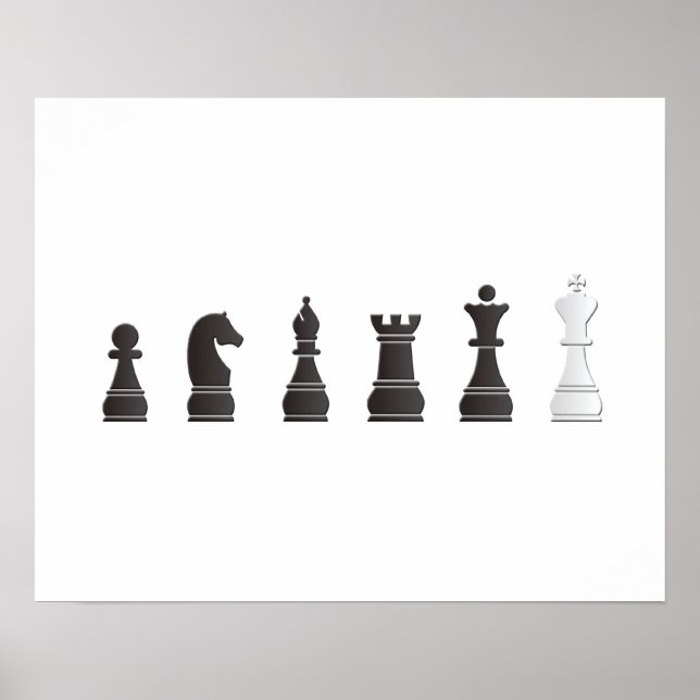 All black one white, chess pieces poster (Front)