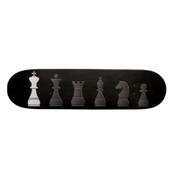 All Black One White  Chess Pieces Skateboard Deck by peculiardesign at Zazzle