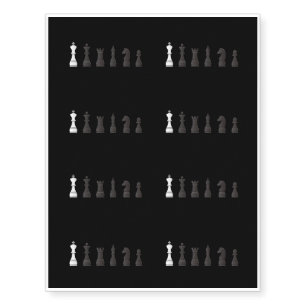 All black one white, chess pieces temporary tattoos