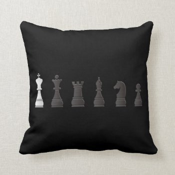 All Black One White  Chess Pieces Throw Pillow by peculiardesign at Zazzle