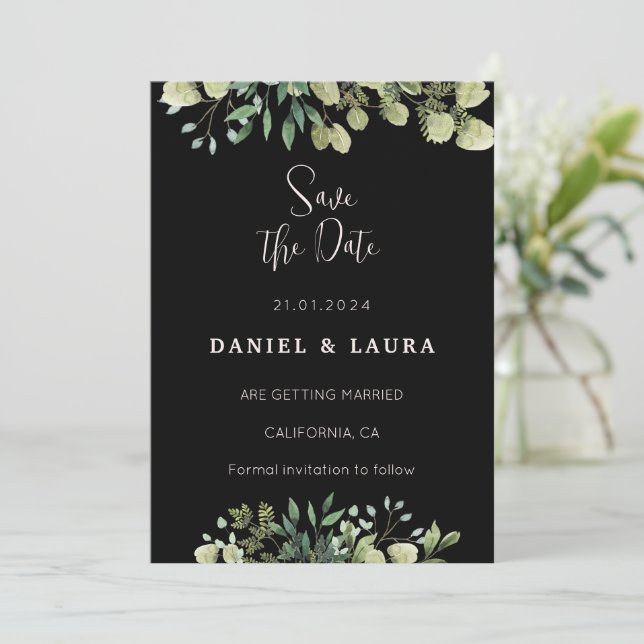 All Black Save the Date Invitation (Standing Front)