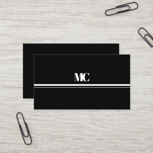All Black White Modern Bold Monogram Business Card