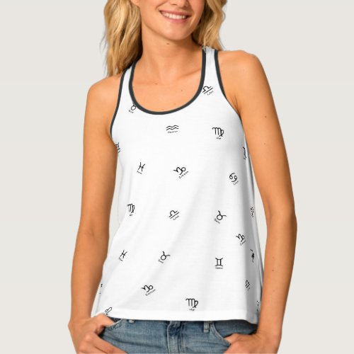 All Black Zodiac Signs on White Background 2 Tank Top