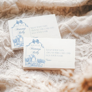 All Blue Toile Safari Animal Baby Boy Shower Enclosure Card