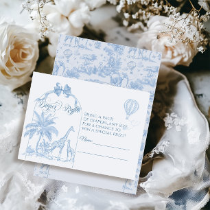All Blue Toile Safari Animal Baby Boy Shower Enclosure Card
