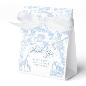 All Blue Toile Safari Animal Baby Boy Shower Favor Boxes