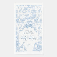 All Blue Toile Safari Animal Baby Boy Shower
