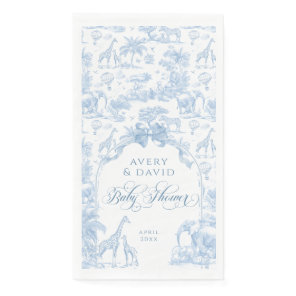 All Blue Toile Safari Animal Baby Boy Shower Paper Guest Towels