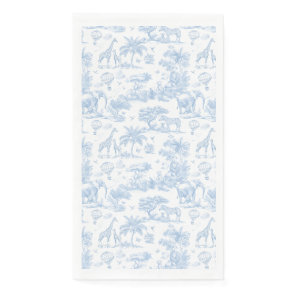 All Blue Toile Safari Animal Baby Boy Shower Paper Guest Towels