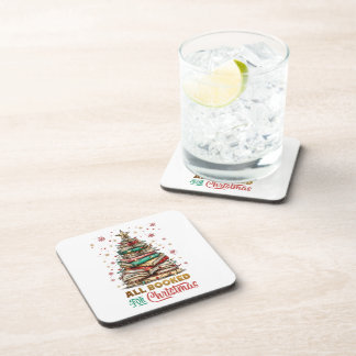 All Booked for Christmas Beverage Coaster