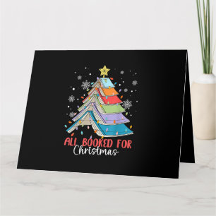 All Booked For Christmas Book Christmas Tree Light Card