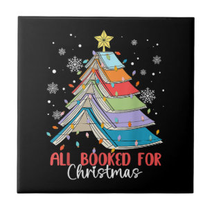 All Booked For Christmas Book Christmas Tree Light Ceramic Tile