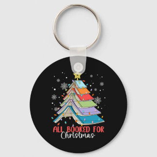 All Booked For Christmas Book Christmas Tree Light Keychain
