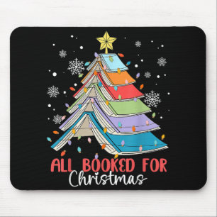 All Booked For Christmas Book Christmas Tree Light Mouse Pad